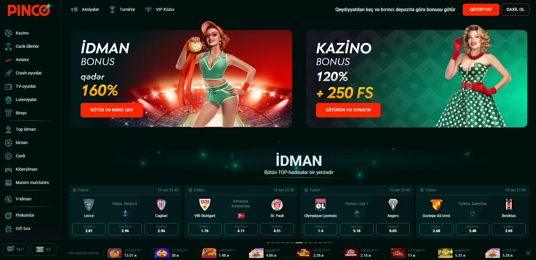 Pinco Giriş mobil cihazdan daxil olmaq